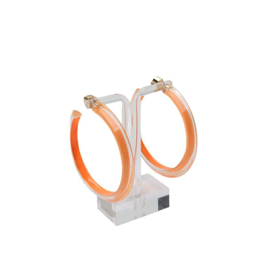 Alison Lou Womens Gold Plated Orange Lucite Medium Jelly Hoops